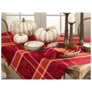Multi Color Red Holiday Thanksgiving Christmas Plaid Design Tablecloths 50 X 70